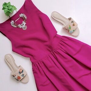 Ted Baker London Juletee Magenta Pink Bow Back Sleeveless Dress Pockets Size XS